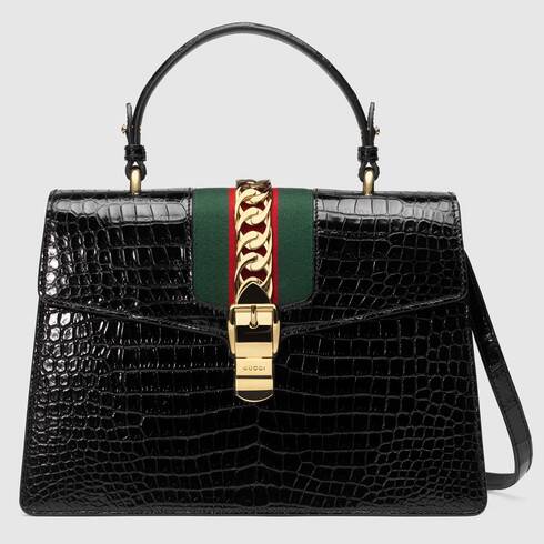 #5 World's most expensive Gucci items - Gucci Sylvie Black Crocodile Top Handle Bag - $ 31,000